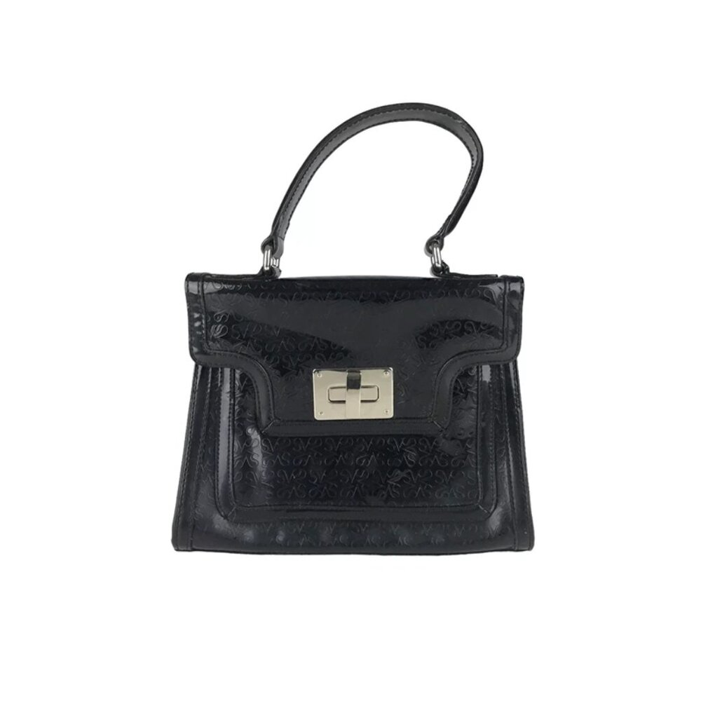 Simply Vera Wang Black Womens Top Handle‎ Turn Lock Inner Pockets Handbag